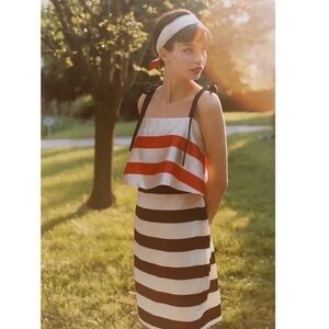 Anthropologie Mare Mare striped tiered tie straps dress //